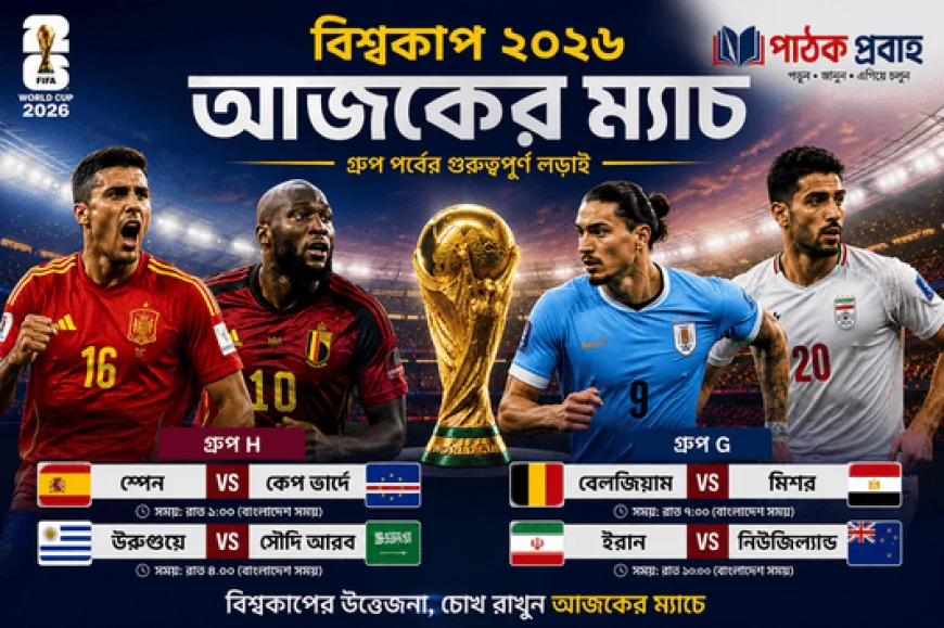 বিশ্বকাপ ২০২৬: আজ মাঠে নামছে স্পেন, বেলজিয়াম ও উরুগুয়ে