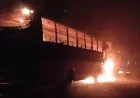 নড়াইল এক্সপ্রেস বাসের চাপায় ফরিদপুরে ৫ জন নিহত; বিক্ষুব্ধ জনতার অগ্নিসংযোগ