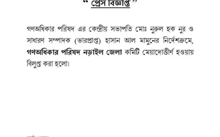 নড়াইল জেলা কমিটি বিলুপ্ত