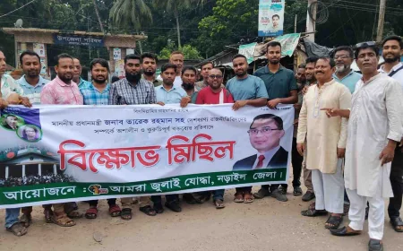 নাসির উদ্দীন পাটোয়ারির অশালীন বক্তব্যের প্রতিবাদে নড়াইলে বিক্ষোভ মিছিল ও সমাবেশ অনুষ্ঠিত